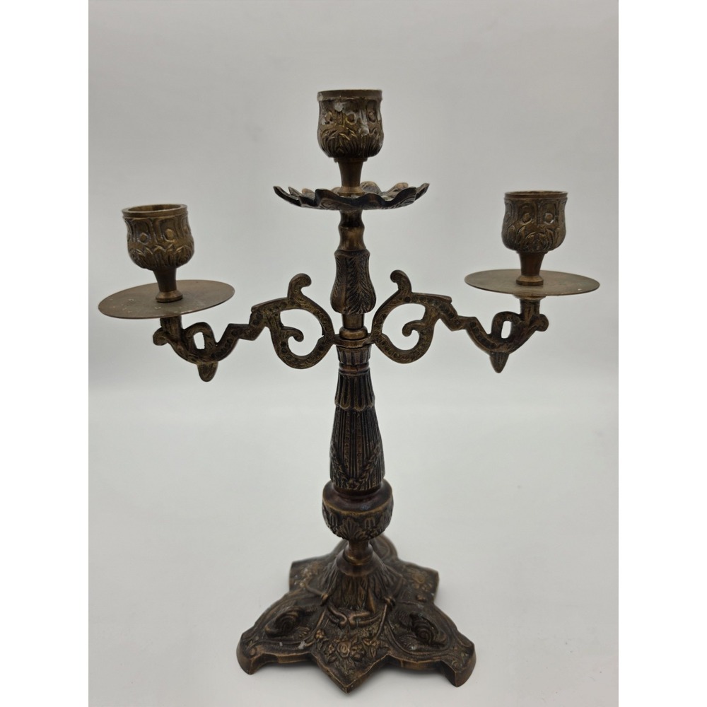 Vintage Italy Brass Three Arms Candle Holder